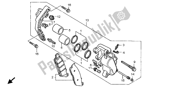 All parts for the Front Brake Caliper of the Honda VT 1100C2 1999