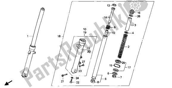 Tutte le parti per il Forcella Anteriore del Honda VF 750C 1994