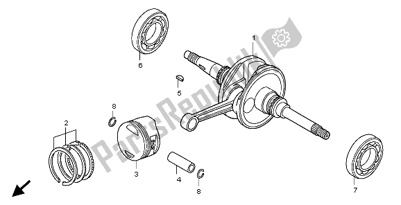 All parts for the Crankshaft & Piston of the Honda SH 125 2009