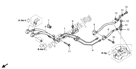 Tutte le parti per il Tubo Freno Posteriore del Honda ST 1300A 2007