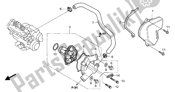 Wszystkie części do Pompa Wodna Honda CBR 600 RR 2005