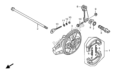 Alle onderdelen voor de Achterrem Paneel van de Honda XR 70R 2000