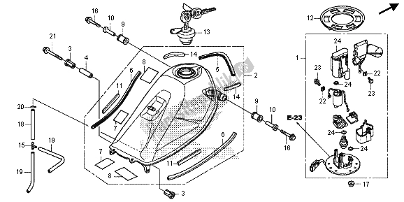 Alle onderdelen voor de Benzinetank van de Honda CRF 250M 2015