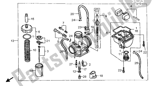 All parts for the Carburetor of the Honda CR 80 RB LW 2000