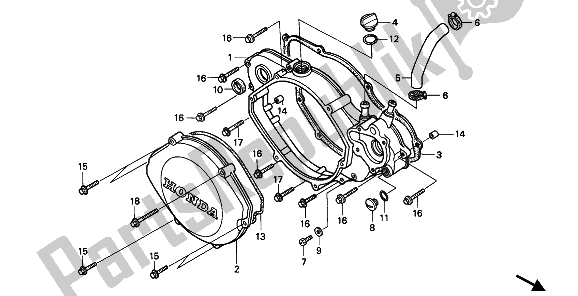 Wszystkie części do Prawa Os? Ona Skrzyni Korbowej Honda CR 250R 1990