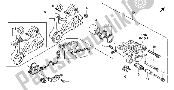 All parts for the Rear Brake Caliper of the Honda CBF 1000F 2011