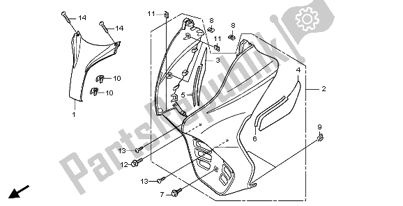 All parts for the Front Cover of the Honda FES 125A 2009