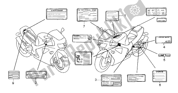 All parts for the Caution Label of the Honda VTR 1000 SP 2000