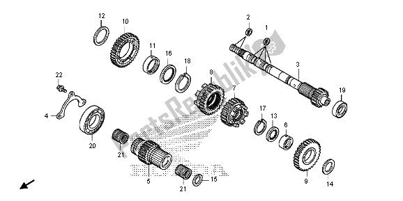 All parts for the Transmission (mainshaft) of the Honda NC 700 SD 2013