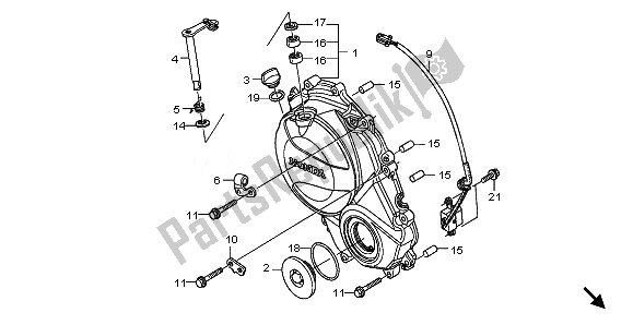 All parts for the Right Crankcase Cover of the Honda CBR 600 RR 2008