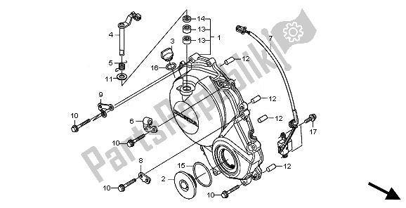 Alle onderdelen voor de Rechter Carterdeksel van de Honda CBR 600 RR 2011