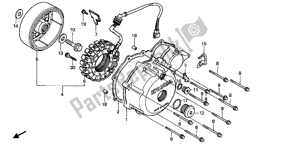 Tutte le parti per il Coperchio Carter Sinistro E Generatore del Honda XRV 650 Africa Twin 1988