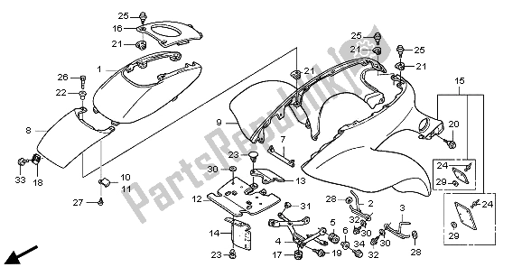 Tutte le parti per il Parafango Anteriore del Honda TRX 300 EX Sportrax 2006