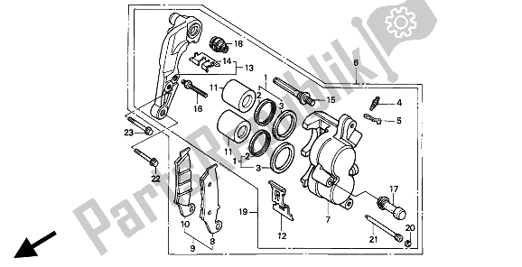 All parts for the Front Brake Caliper of the Honda CR 125R 1993