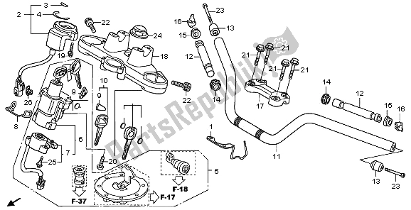 All parts for the Handle Pipe & Top Bridge of the Honda NT 700 VA 2006