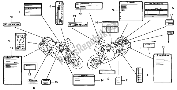 All parts for the Caution Label of the Honda ST 1100A 1993