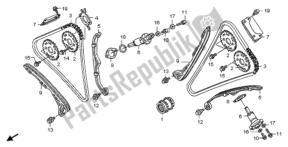 All parts for the Cam Chain & Tensioner of the Honda ST 1300A 2009