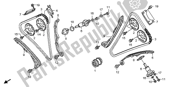 All parts for the Cam Chain & Tensioner of the Honda ST 1300A 2009