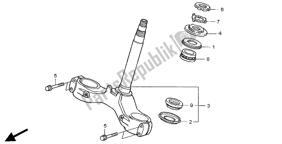 All parts for the Steering Stem of the Honda VTR 1000 SP 2000