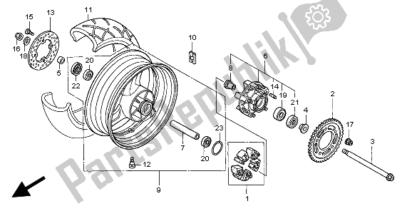 All parts for the Rear Wheel of the Honda CBR 600F 1999