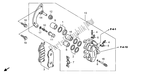 Tutte le parti per il Pinza Freno Anteriore del Honda NHX 110 WH 2013