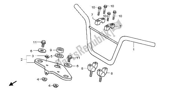 All parts for the Handle Pipe & Top Bridge of the Honda CRF 70F 2007