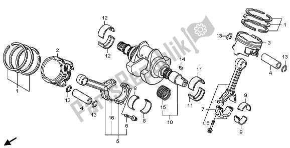 Toutes les pièces pour le Vilebrequin Et Piston du Honda XL 1000V 2008