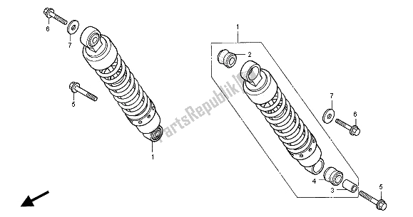 All parts for the Rear Cushion of the Honda VT 125C2 2000