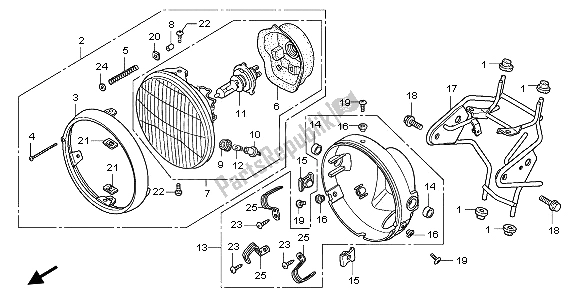 All parts for the Headlight (eu) of the Honda CBF 600 NA 2009