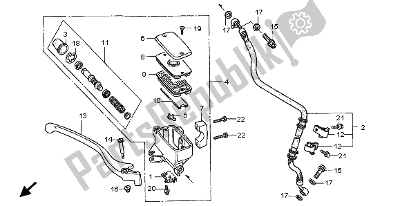 All parts for the Fr. Brake Master Cylinder of the Honda VT 1100C2 1999