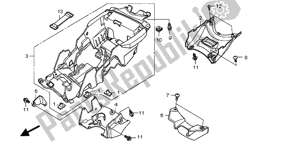 All parts for the Rear Fender of the Honda CBR 1000 RA 2011