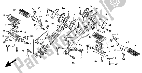 All parts for the Step of the Honda CBF 600 NA 2010