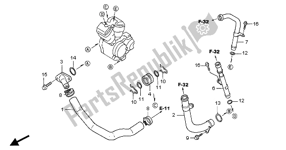 Alle onderdelen voor de Waterpijp van de Honda NT 650V 2001