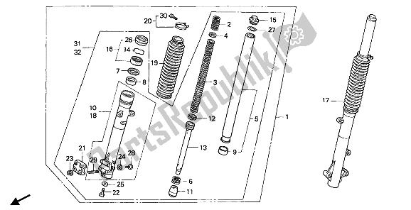 Tutte le parti per il Forcella Anteriore del Honda NX 250 1990