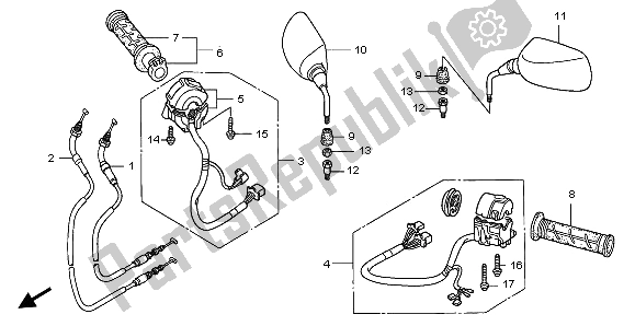 All parts for the Switch & Cable of the Honda FJS 600A 2006