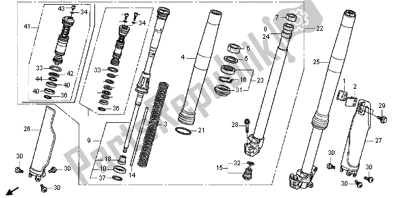 All parts for the Front Fork of the Honda CRF 250R 2013