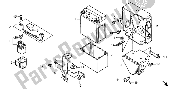 All parts for the Battery & Battery Box of the Honda CB 250 1996