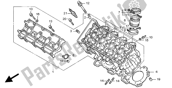 All parts for the Cylinder Head of the Honda CBR 600F 1999