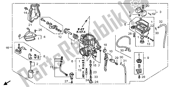 Todas las partes para Carburador de Honda TRX 300 EX Sportrax 2003