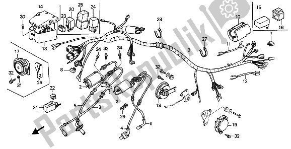 Tutte le parti per il Cablaggio E Bobina Di Accensione del Honda VT 1100C 1994