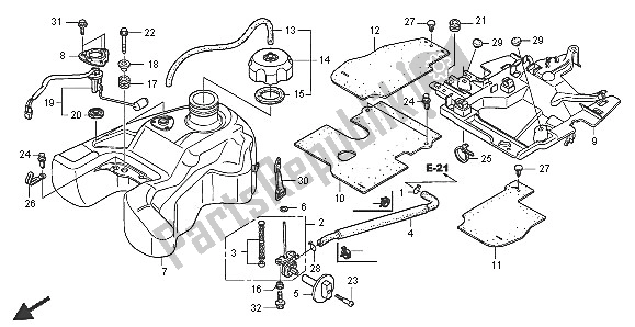 Tutte le parti per il Serbatoio Di Carburante del Honda TRX 500 FA Fourtrax Foreman 2005