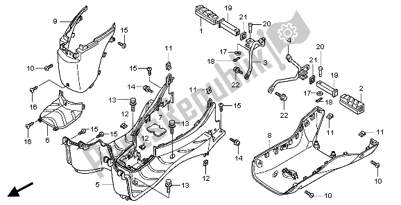 All parts for the Floor Step & Pillion Step of the Honda PES 150 2007