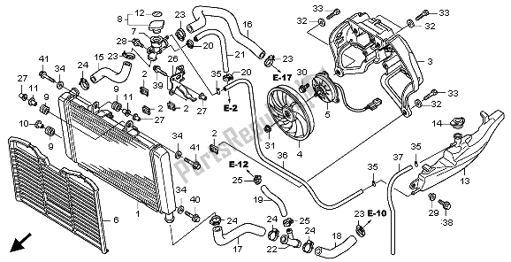 Alle onderdelen voor de Radiator van de Honda CB 600F3A Hornet 2009