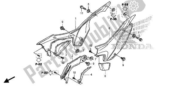 Tutte le parti per il Coperchio Laterale del Honda CRF 110F 2014