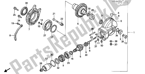 Tutte le parti per il Ingranaggio Finale Guidato del Honda NTV 650 1990