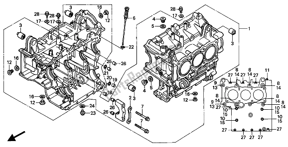 All parts for the Cylinder Block of the Honda GL 1500 SE 1994