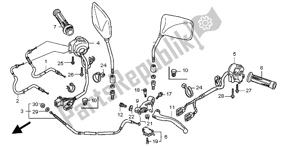 Toutes les pièces pour le Levier De Poignée Et Interrupteur Et Câble du Honda CBF 600S 2010