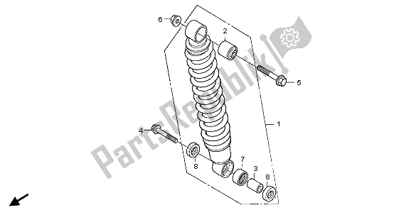 All parts for the Rear Cushion of the Honda TRX 400 FA Fourtrax Rancher AT 2006