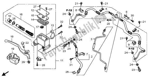 All parts for the Front Brake Mastercylinder of the Honda TRX 700 XX 2011