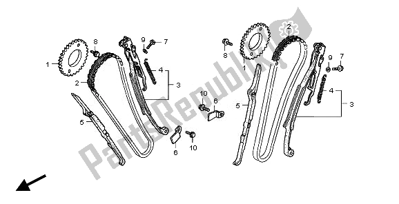 All parts for the Cam Chain of the Honda VT 750C2B 2010